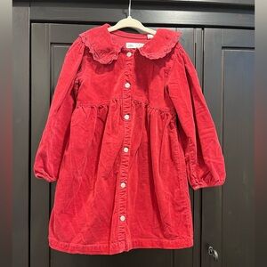 Zara Red Corduroy Dress with Cute Collar